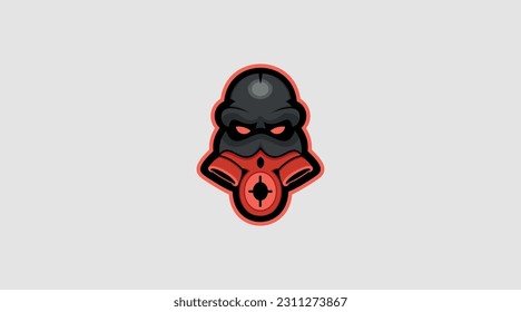 evil warrior with oxygen mask logo abstract vector template