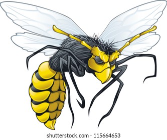 Evil wasp flying in attack