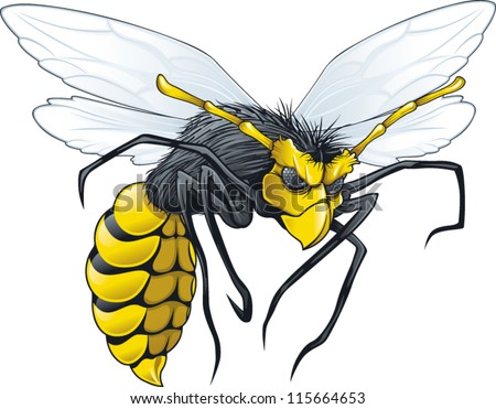 Evil Wasp Flying Attack Stock Vector (Royalty Free) 115664653 ...