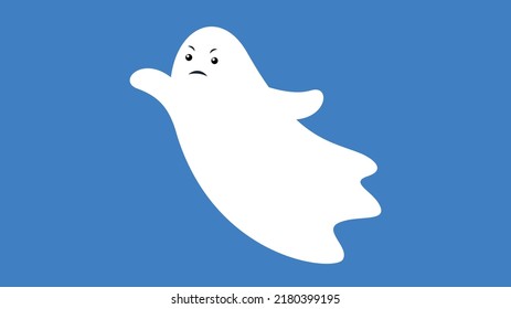 evil white ghost on a blue background