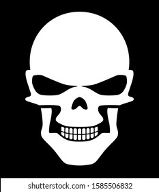 Evil white halloween skull vector illustration