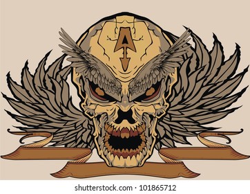 evil wing skull