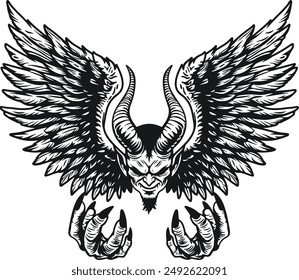 Evil wings tattoo design illustrations 