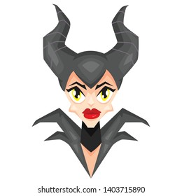 Evil witch flat cartoon character isolated on white background