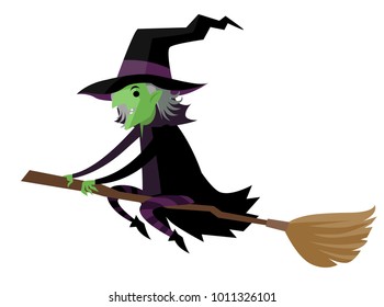 Evil Witch Flying Stock Vector (Royalty Free) 1011326101 | Shutterstock