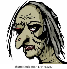 Evil witch with gray hair
