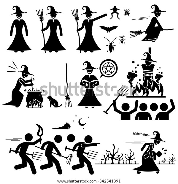 魔女狩り魔法黒い魔法の棒のフィギュアピクトグラムのアイコン のベクター画像素材 ロイヤリティフリー