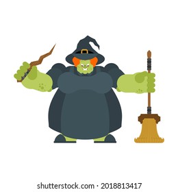 Evil witch isolated. Angry sorceress. vector illustration