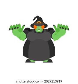 Evil witch isolated. Angry sorceress. vector illustration