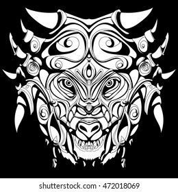 evil wolf in heavy armor, showing teeth