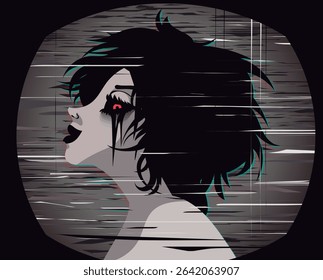 evil woman face in tv vcr tape creepypasta