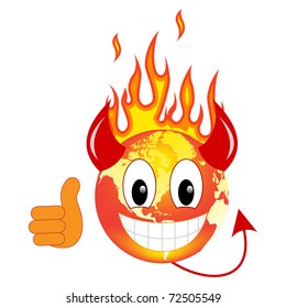 Evil world. Isolated on a white background. Vector illustration.