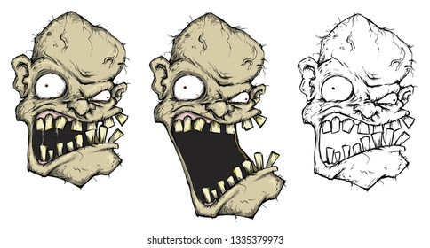 evil zombie head dead man vector illustration print