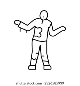 evil zombie line icon vector. evil zombie sign. isolated contour symbol black illustration