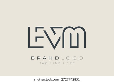 Logo-Design für abstrakte EVM-Buchstaben. Modernes Business-Logo-Design mit abstrakter Typografie und zeitgenössischem Stil