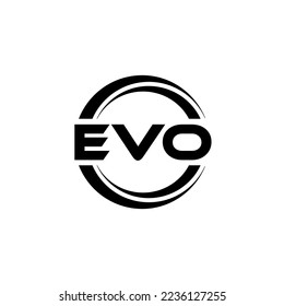 EVO letter logo design in illustration. Vector logo, calligraphy designs for logo, Poster, Invitation, etc.