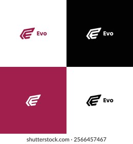 "Evo - A Sleek and Dynamic Logo Design Featuring a Geometric 'E' Lettermark with a Speed Element, Ideal for Innovative Branding, Corporate Identities, and Modern Business Ventures"

