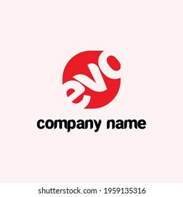 evo vector logo design minimalistic style red color