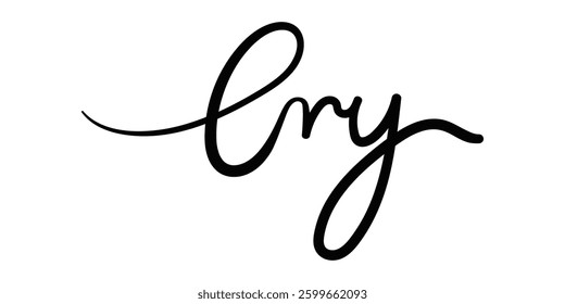 Evocative elegant serif typography featuring the word 'Cry' in a poignant and refined design, ideal for emotional art, heartfelt prints, or melancholic branding.