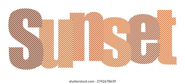 Evocative striped text design depicting sunset, suitable for evening, travel, and scenic promotions.