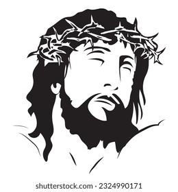 An evocative vector clipart showcasing Jesus's serene and compassionate face on the cross, capturing the essence of divine love, sacrifice, and redemption in a powerful and iconic representation.