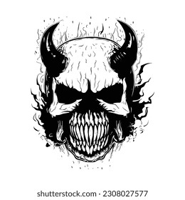 Evoke dread with a captivating skull silhouette man head vector, now available for sale. Perfect for those seeking to embrace the dark side in their designs and unleash a haunting atmosphere.