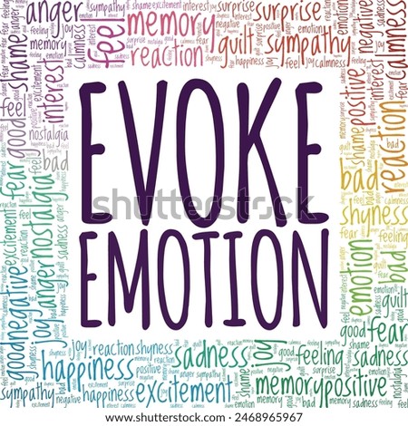 Evoke Emotions word cloud conceptual design isolated on white background.
