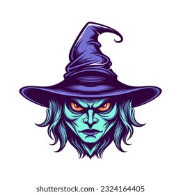 Evoke the enchantment of the supernatural with a bewitching witch head vector clip art, full of captivating details and dark elegance