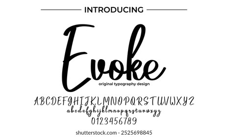 Evoke Font Pincel elegante pintado con letras de Vector mayúsculas, alfabeto, tipografía