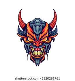 Evoke a sense of infernal power with a devil demon head vector clip art, featuring intricate details and a sinister aura