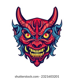 Evoke a sense of infernal power with a devil demon head vector clip art, featuring intricate details and a sinister aura