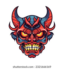 Evoke a sense of infernal power with a devil demon head vector clip art, featuring intricate details and a sinister aura