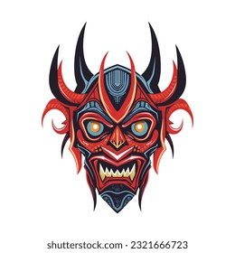 Evoke a sense of infernal power with a devil demon head vector clip art, featuring intricate details and a sinister aura