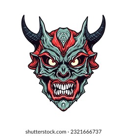 Evoke a sense of infernal power with a devil demon head vector clip art, featuring intricate details and a sinister aura