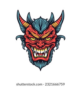 Evoke a sense of infernal power with a devil demon head vector clip art, featuring intricate details and a sinister aura