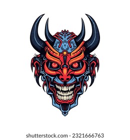 Evoke a sense of infernal power with a devil demon head vector clip art, featuring intricate details and a sinister aura