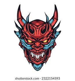 Evoke a sense of infernal power with a devil demon head vector clip art, featuring intricate details and a sinister aura