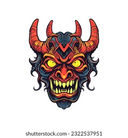 Evoke a sense of infernal power with a devil demon head vector clip art, featuring intricate details and a sinister aura