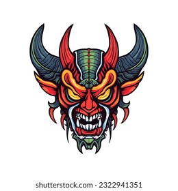 Evoke a sense of infernal power with a devil demon head vector clip art, featuring intricate details and a sinister aura