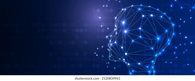 The evolution of artificial intelligence in the interconnected world of digital cyberspace. Vector handmade art