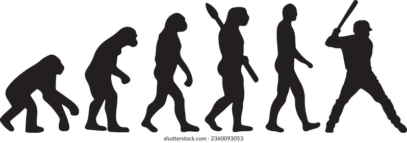 Evolution Baseball Silhouette Vector Graphic