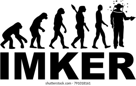 Evolution of a beekeeper with beekeeper silhouette and job title german