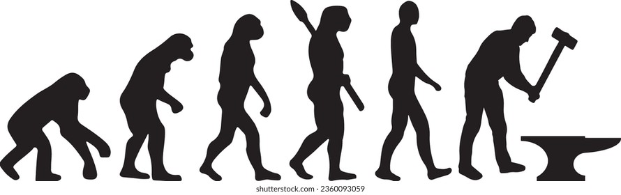 Evolution Blacksmith Silhouette Vector Graphic