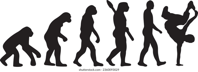 Evolution Breakdancing Silhouette Vector Graphic