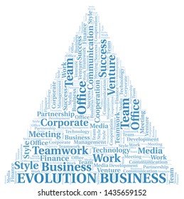 Evolution Business word cloud. Collage made with text only.