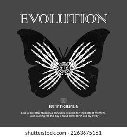 evolution butterfly t shirt design, Graphic Design Illustration street wear and Urban style