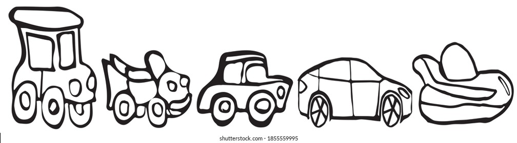 Evolution of car silhouettes children's style.