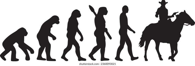 Evolution Cowboy Silhouette Vector Graphic