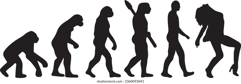 Evolution Dancer Silhouette Vector Graphic