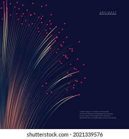 Evolution of data. Vector explosion motion dots lines background. Small particles strive out of center. vector illustration use for quantum technology, digital, science, music, communication.